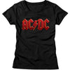 Women Exclusive AC/DC Eye-Catching T-Shirt, Distressed Red Logo