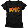 Women Exclusive AC/DC Eye-Catching T-Shirt, Distressed Orange Logo