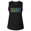 Women Exclusive AC/DC Eye-Catching Muscle Tank, Rainbow Logo