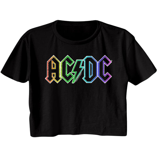 Women Exclusive AC/DC Eye-Catching Crop, Rainbow Logo
