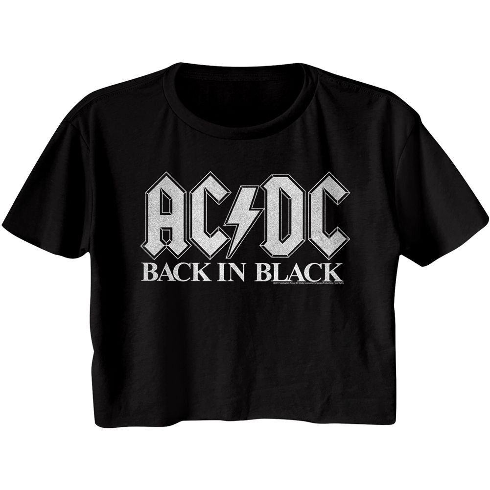 Women Exclusive AC/DC Eye-Catching Crop, Back In Black White