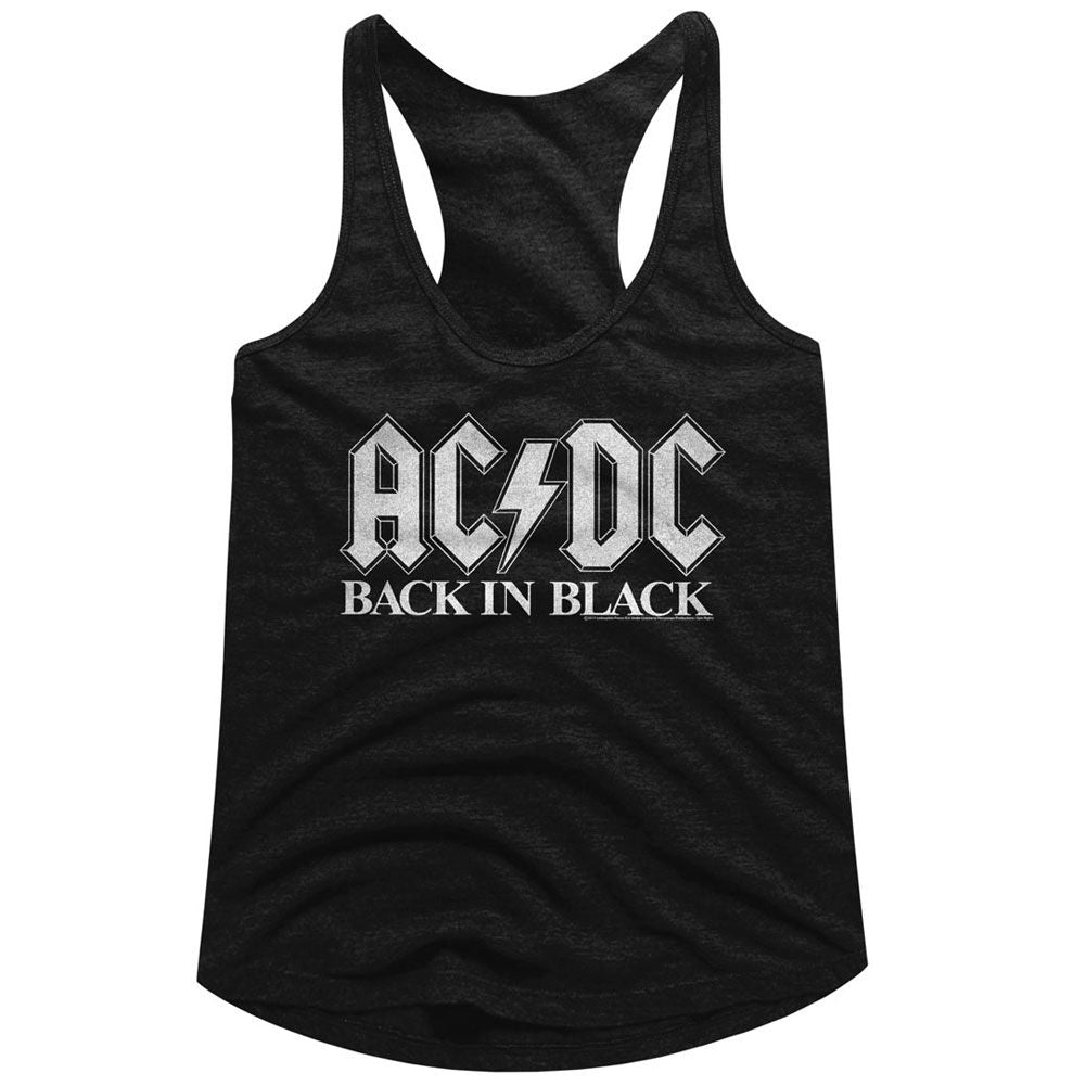 Women Exclusive AC/DC Eye-Catching Racerback, Back In Black White