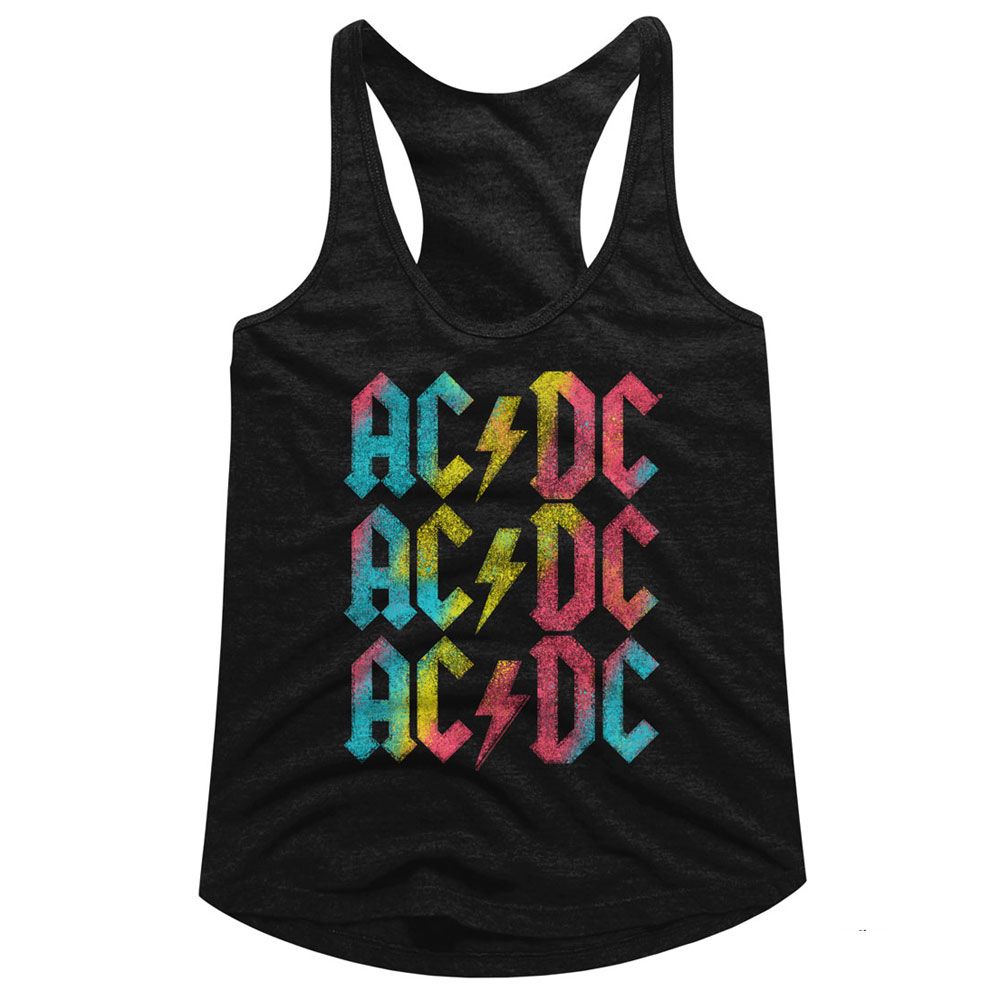 Women Exclusive AC/DC Eye-Catching Racerback, Rainbow Repeat