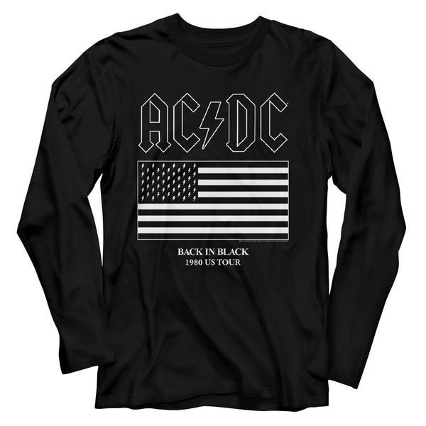 AC/DC Eye-Catching Long Sleeve T-Shirt, US Tour Flag