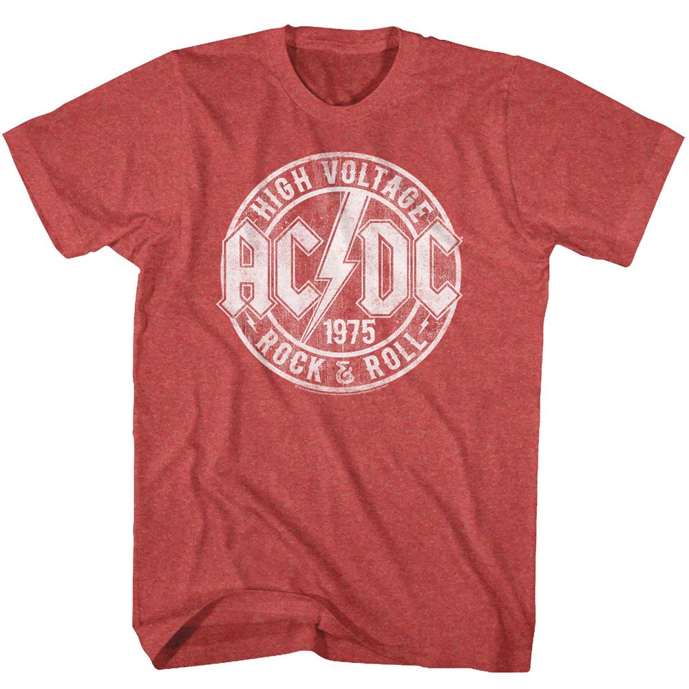 Red t-shirt with AC/DC logo on a white background