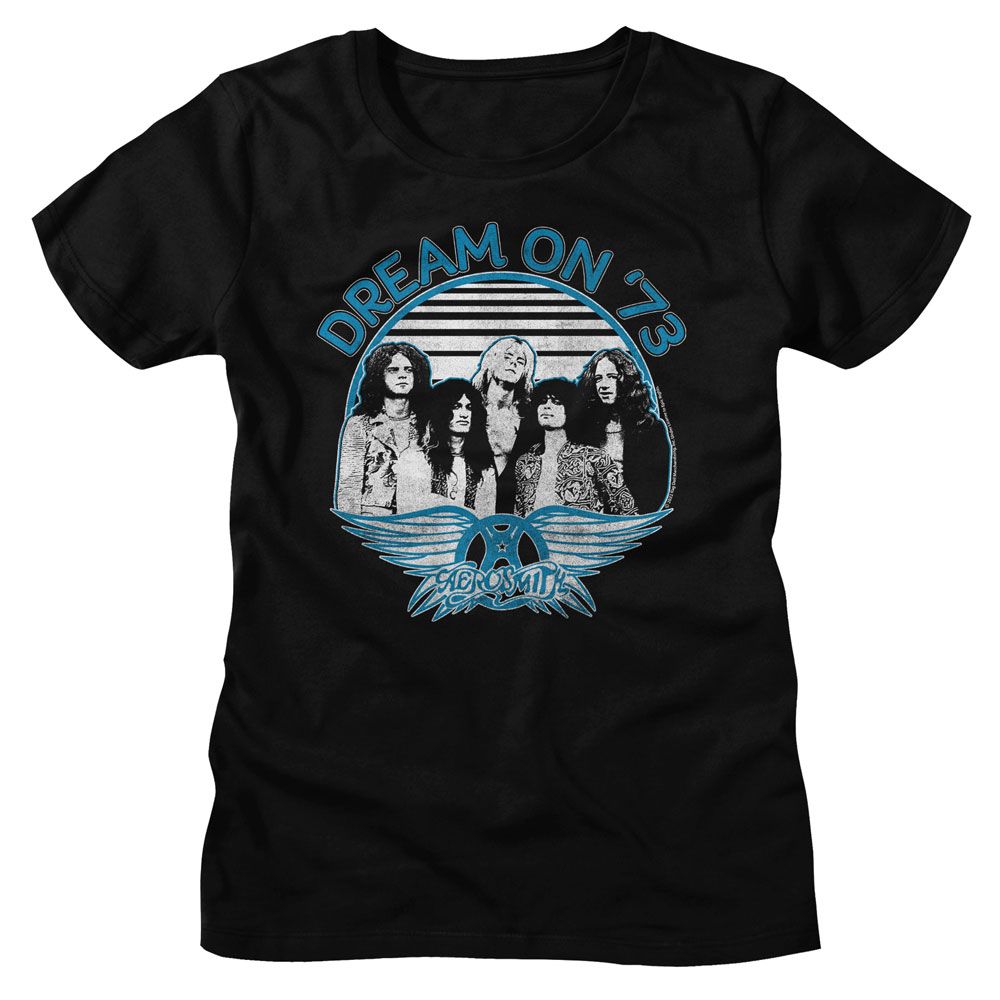 Women Exclusive AEROSMITH T-Shirt, Dream On Blue White