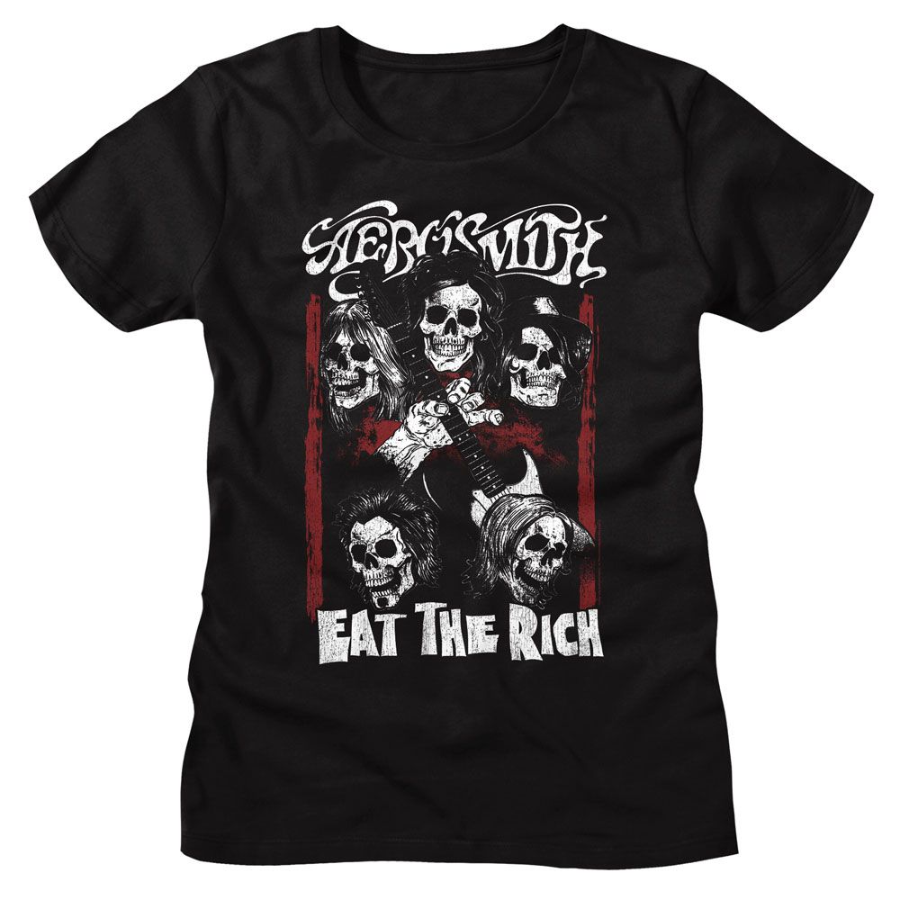 Women Exclusive AEROSMITH T-Shirt, Eat The Rich Skull