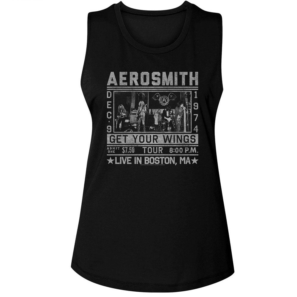 Women Exclusive AEROSMITH Muscle Tank, Wings Tour 74