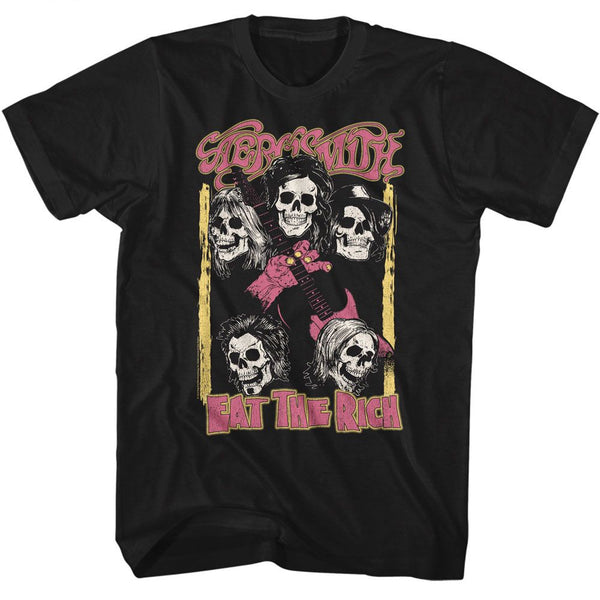 AEROSMITH Eye-Catching T-Shirt, Eat the Rich Skulls