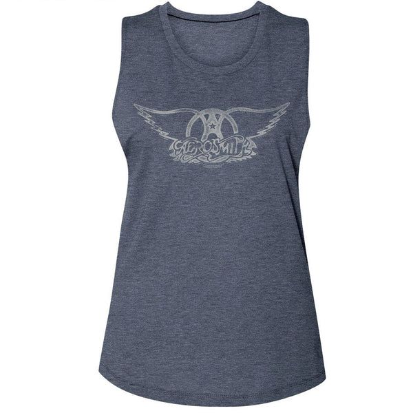 Women Exclusive AEROSMITH Muscle Tank, Wings Logo Light
