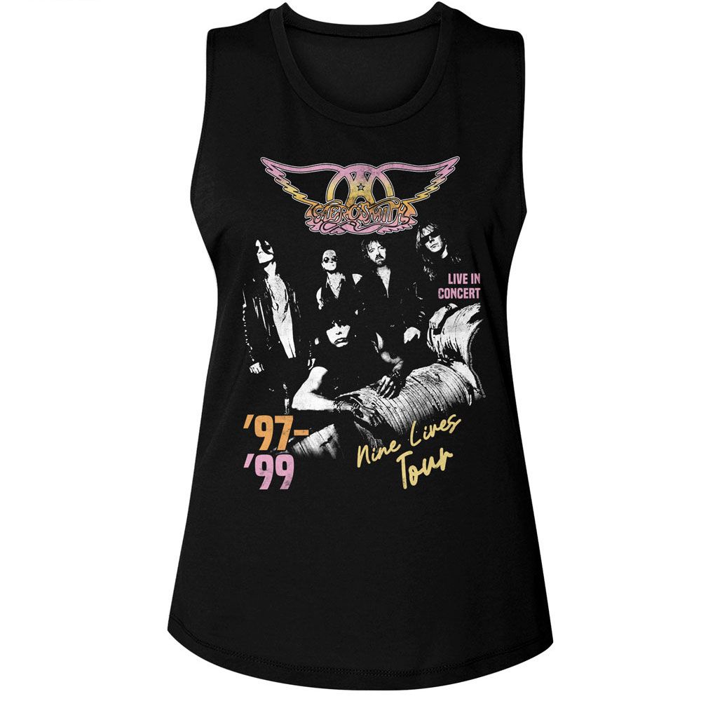 Women Exclusive AEROSMITH Muscle Tank, Nine Lives Tour