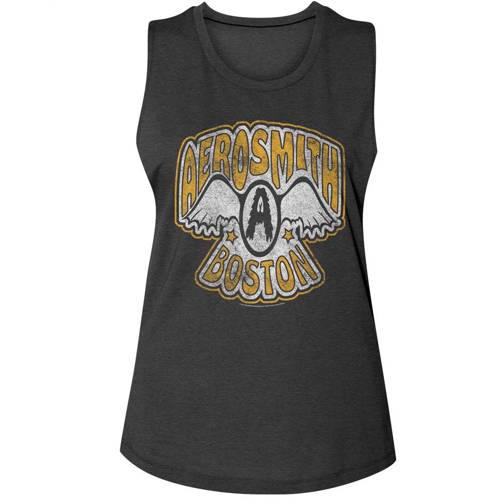 Women Exclusive AEROSMITH Muscle Tank, Vtg Logo Boston