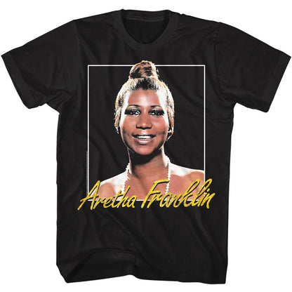 ARETHA FRANKLIN Eye-Catching T-Shirt, Metallic Signature