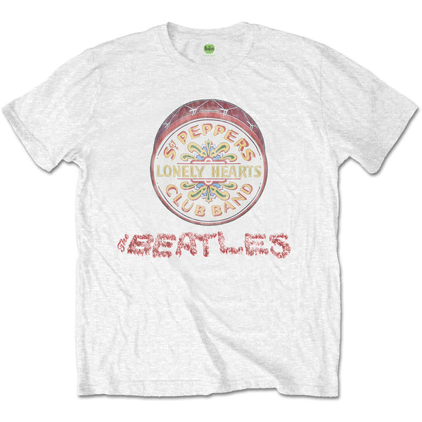THE BEATLES Attractive T-Shirt, FLOWERS LOGO & DRUM