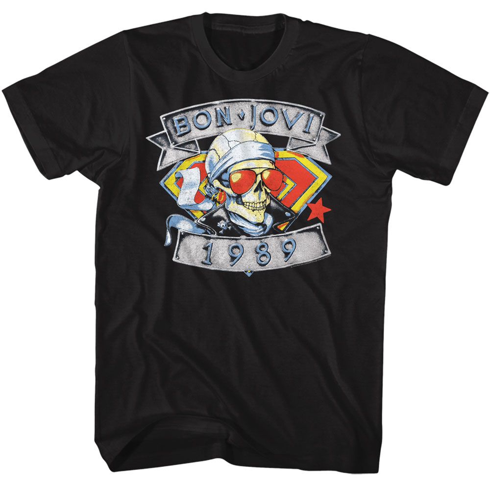 BON JOVI Eye-Catching T-Shirt, 1989 Skull Man