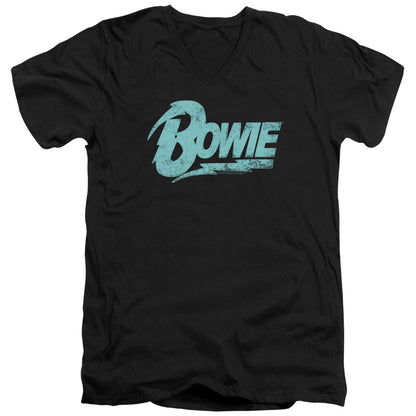 V-Neck DAVID BOWIE T-Shirt, Distressed Logo