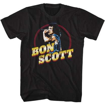 BON SCOTT Eye-Catching T-Shirt, Gold Name