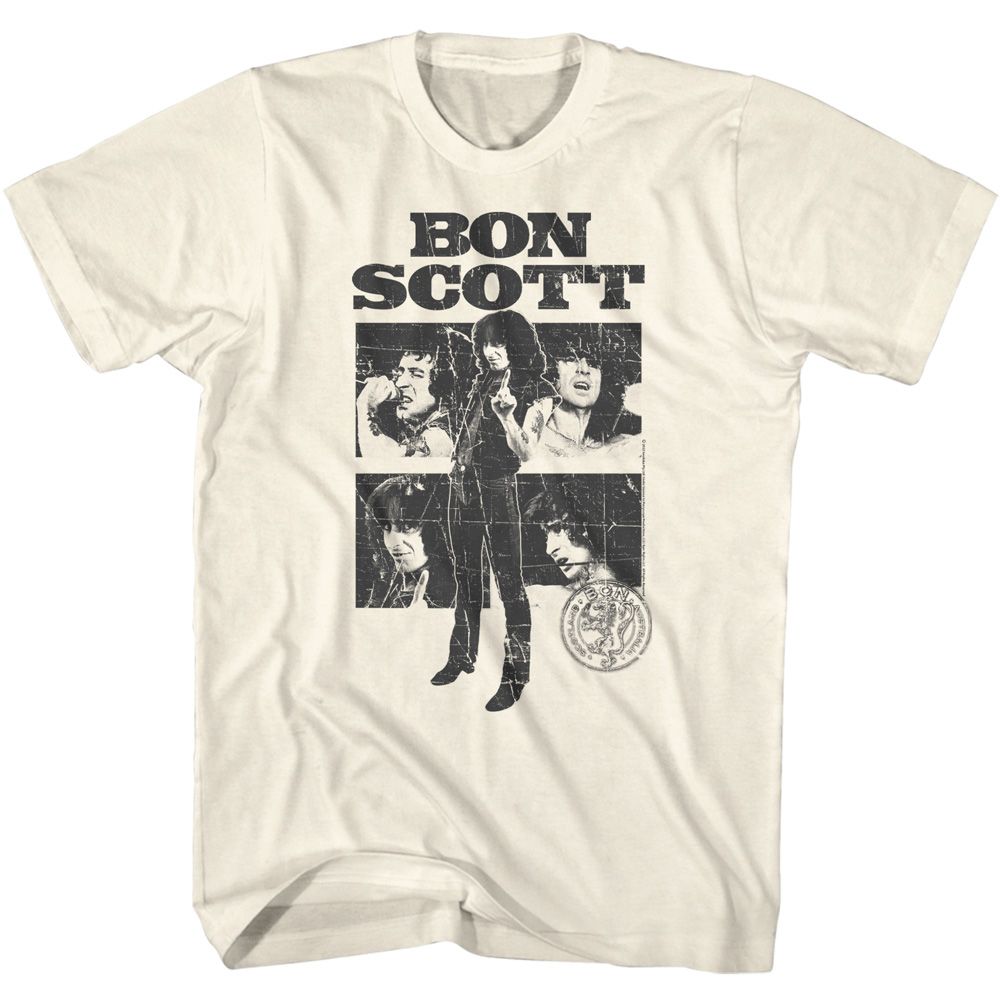 BON SCOTT Eye-Catching T-Shirt, Collage