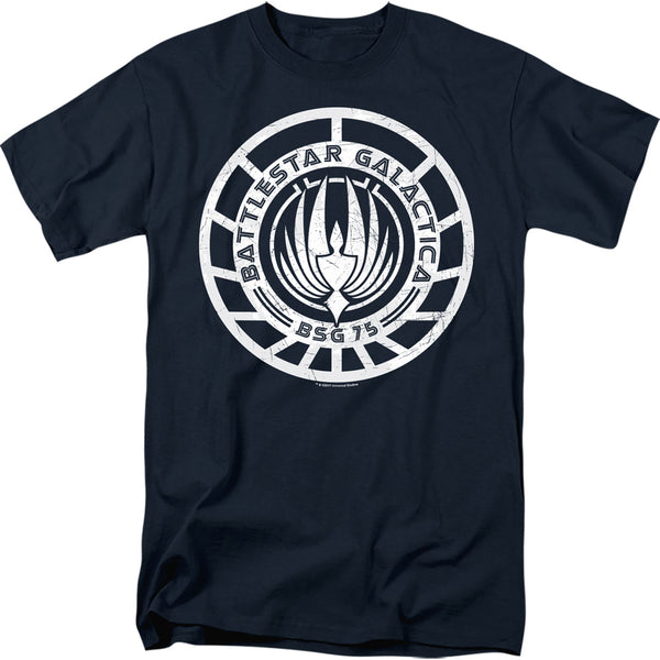 BATTLESTAR GALACTICA Famous T-Shirt, Scratched Bsg Logo
