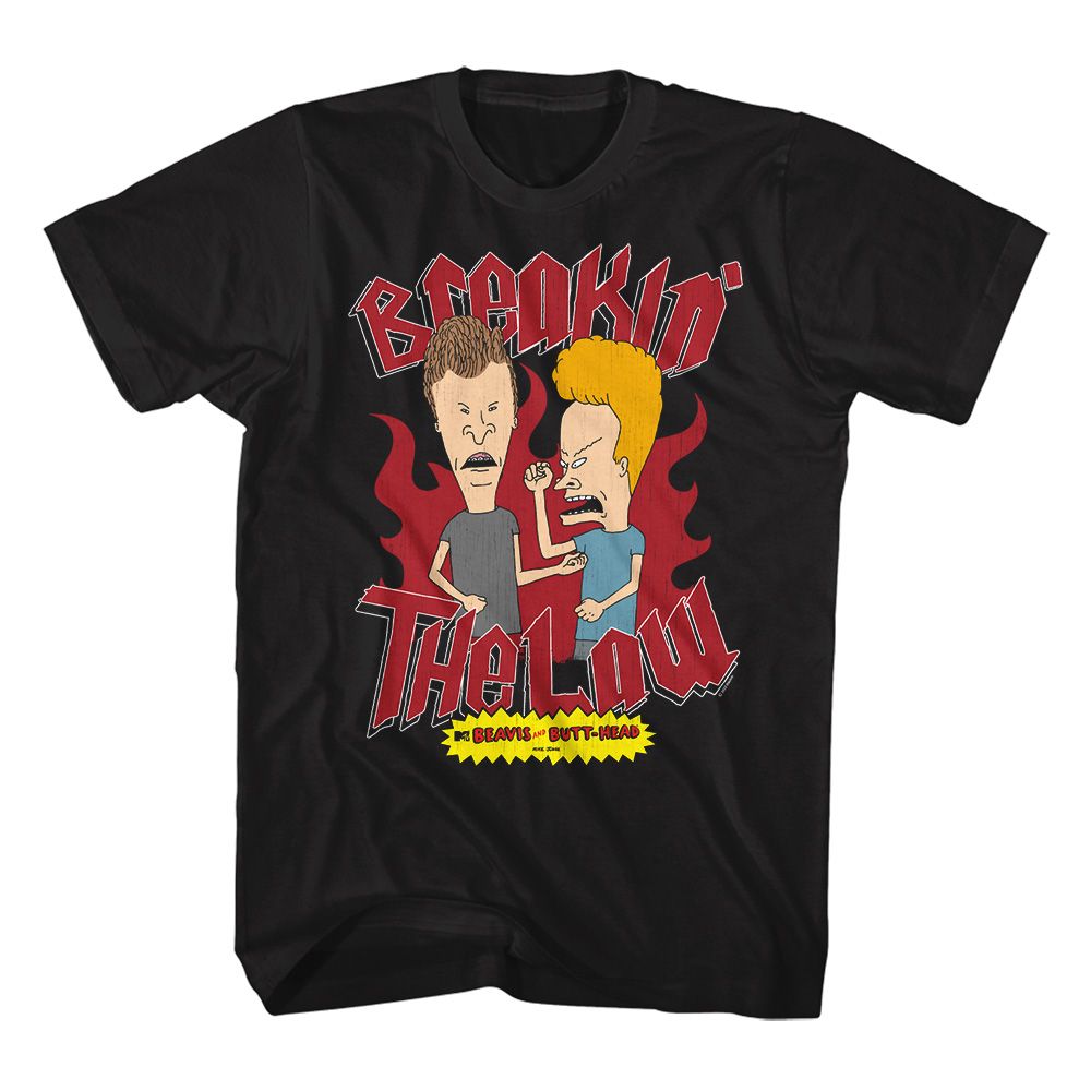 BEAVIS AND BUTT-HEAD Eye-Catching T-Shirt, Breakin The Law