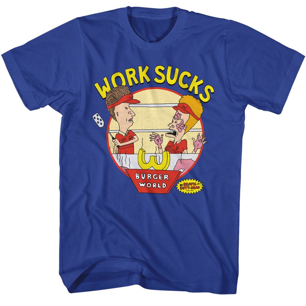 BEAVIS AND BUTT-HEAD Eye-Catching T-Shirt, Work Sucks