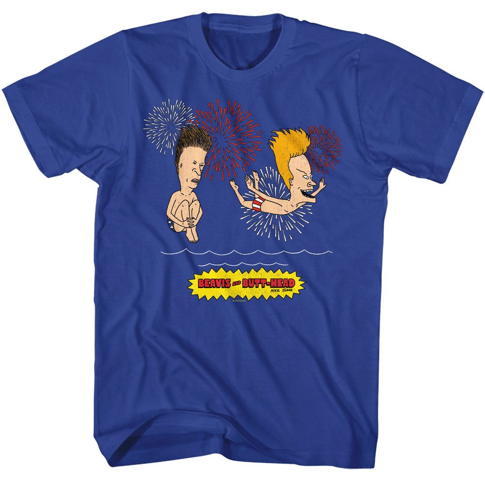 BEAVIS AND BUTTHEAD Eye-Catching T-Shirt, Firework Swim