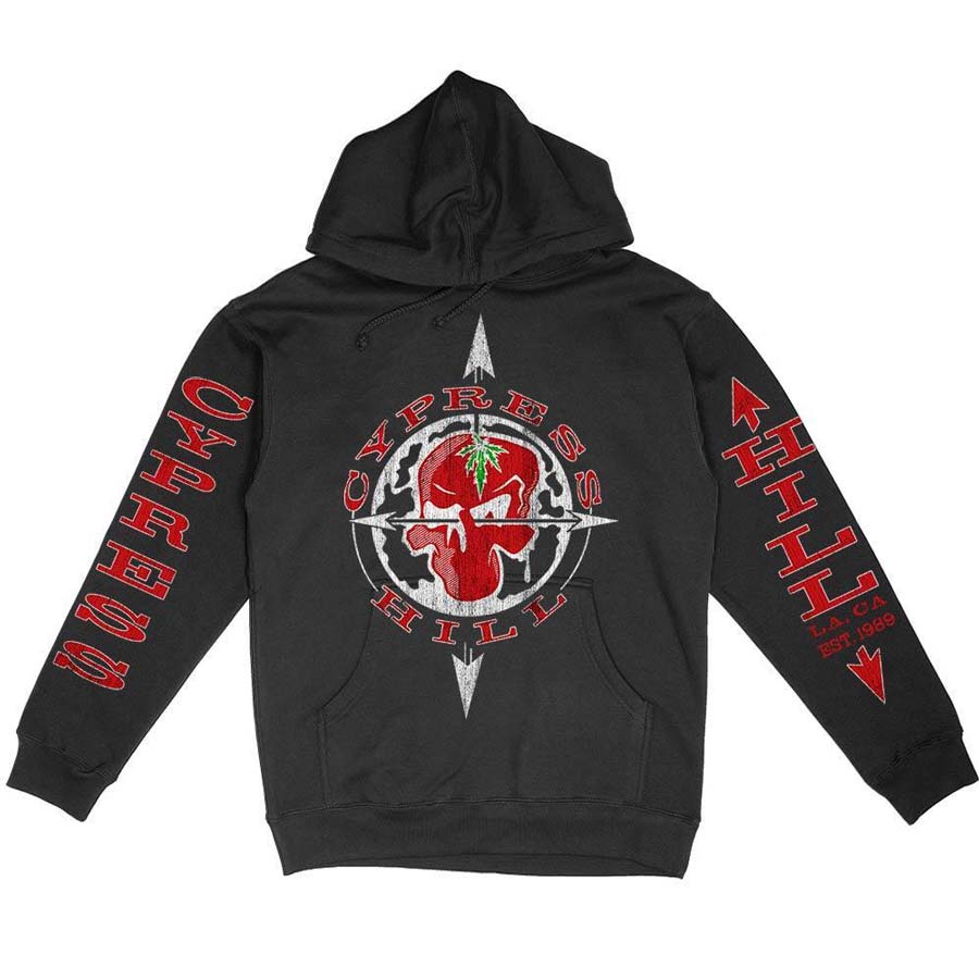 Premium CYPRESS HILL Hoodie, OG Skull N Compass