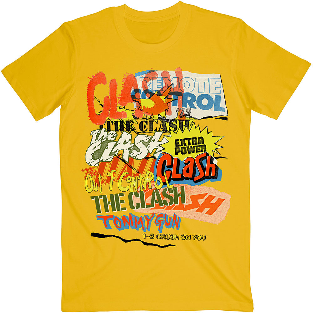 THE CLASH Attractive T-Shirt, Singles Collage Text