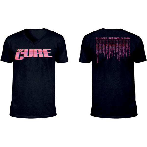 THE CURE Attractive T-Shirt, Neon Logo (V-Neck)