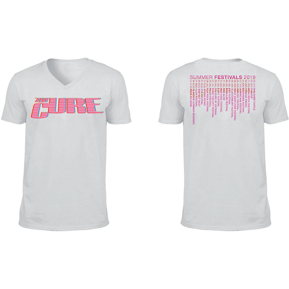 THE CURE Attractive T-Shirt, Neon Logo (V-Neck)