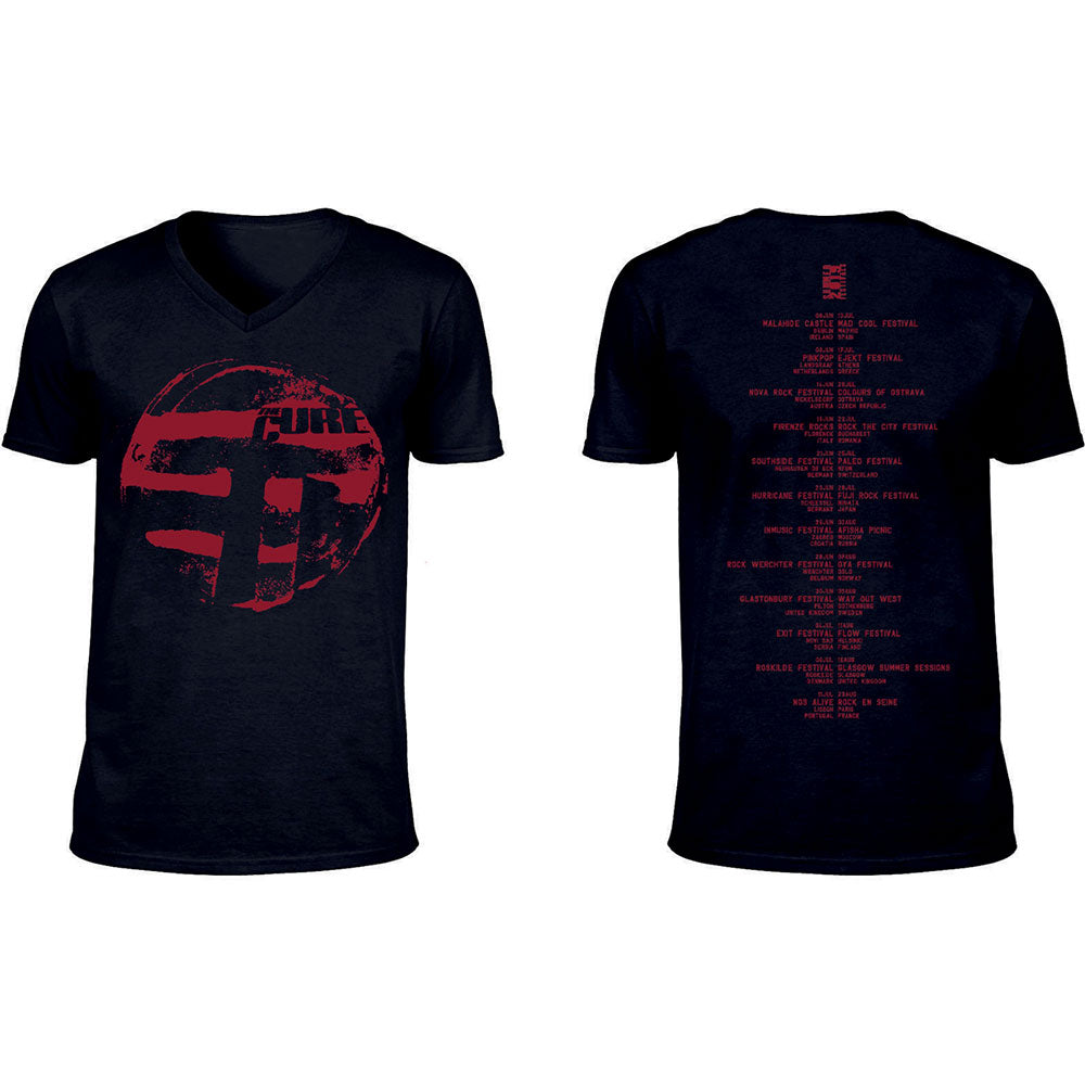 THE CURE Attractive T-Shirt, Eastern Red Logo (V-Neck)