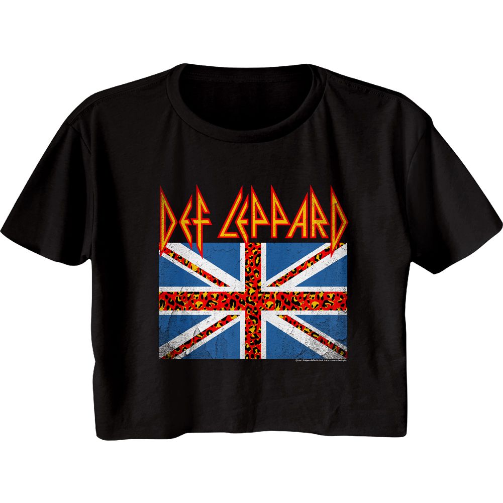 Women Exclusive DEF LEPPARD Eye-Catching Crop, UK Flag