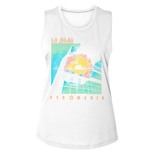 Women Exclusive DEF LEPPARD Eye-Catching Muscle Tank, Bright Pyro