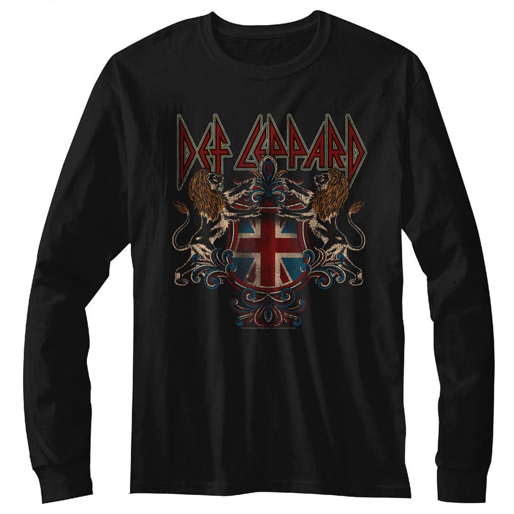 DEF LEPPARD Eye-Catching Long Sleeve T-Shirt, Crest