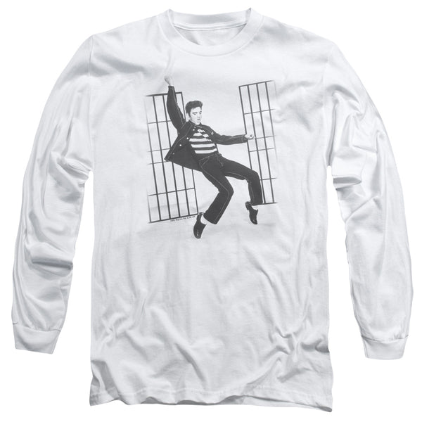 ELVIS PRESLEY Impressive Long Sleeve White T-Shirt, Jailjouse Rock