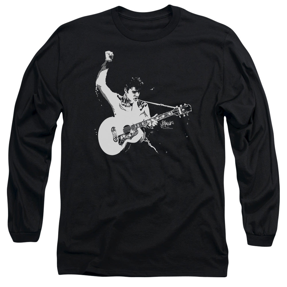 ELVIS PRESLEY Impressive Long Sleeve T-Shirt, B&amp;W Guitarman