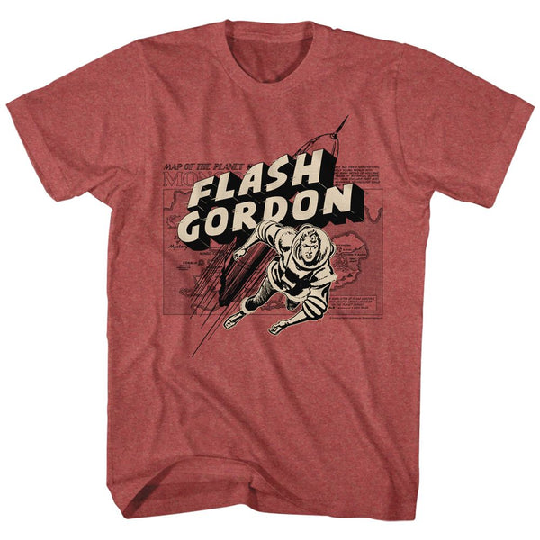 FLASH GORDON Witty T-Shirt, Map/Rocket/Flash