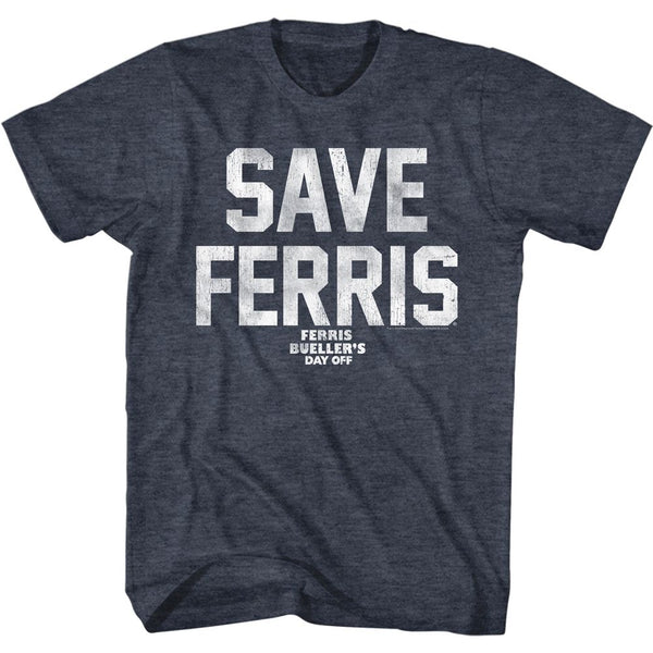 FERRIS BUELLER Funny T-Shirt, Save Ferris Wht Ink
