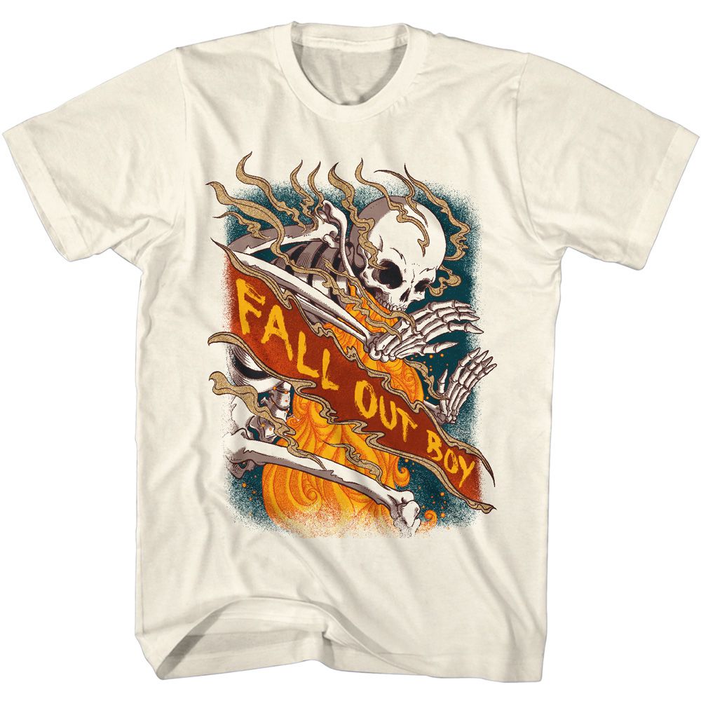 FALL OUT BOY Eye-Catching T-Shirt, Fire Skeleton