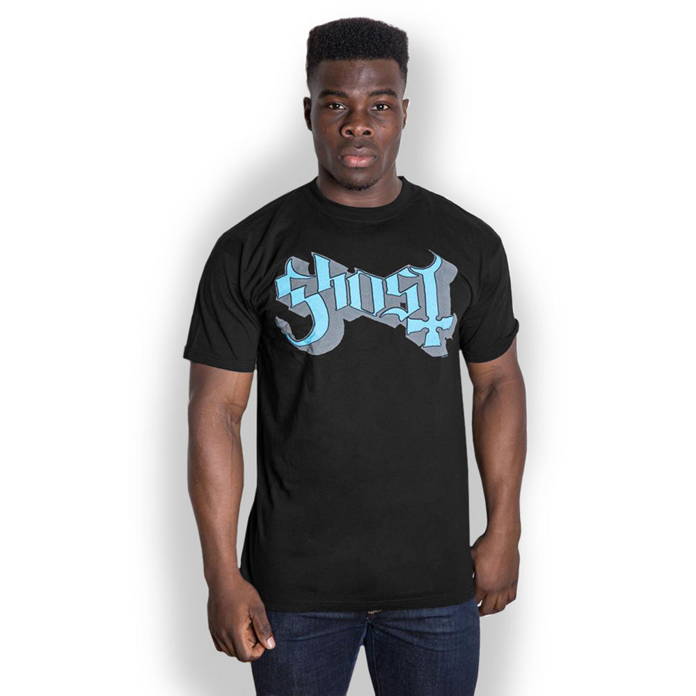 Key Line Band GHOST Attractive T-Shirt, Blue/grey Keyline Logo – Authentic Band Merch