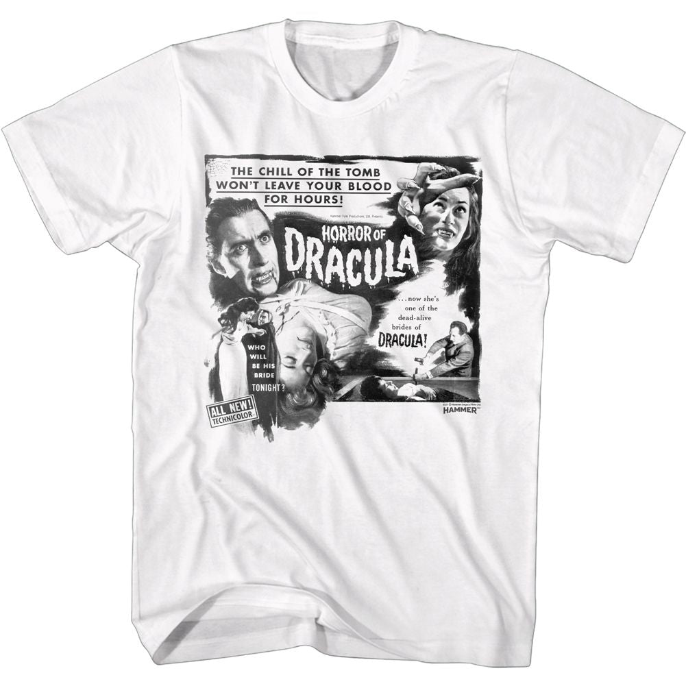 HAMMER HORROR Terrific T-Shirt, B&amp;W Horror Of Dracula