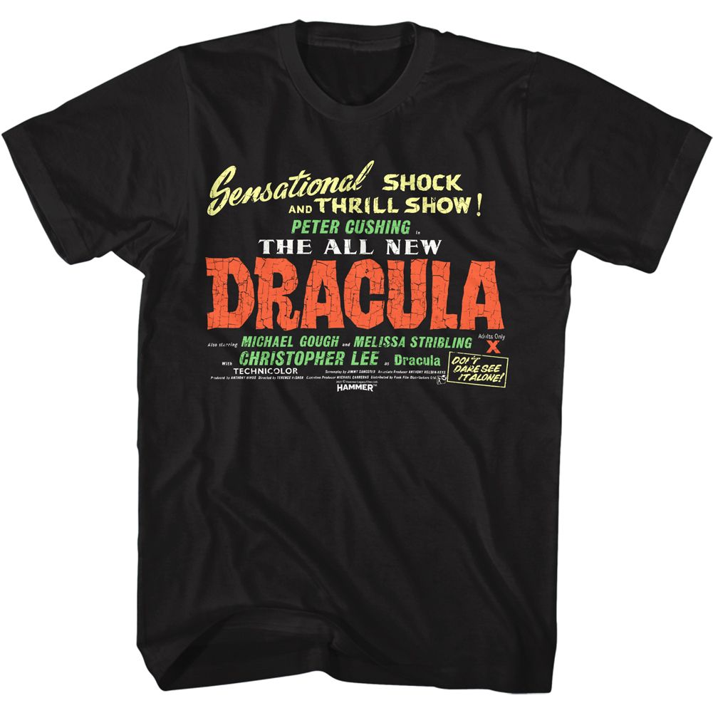 HAMMER HORROR Terrific T-Shirt, Dracula Shock And Thrill