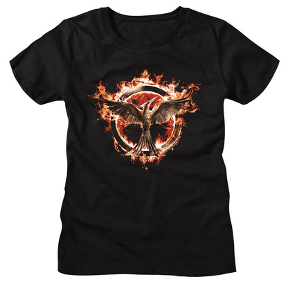 Women Exclusive HUNGER GAMES T-Shirt, Falming Mockingjay