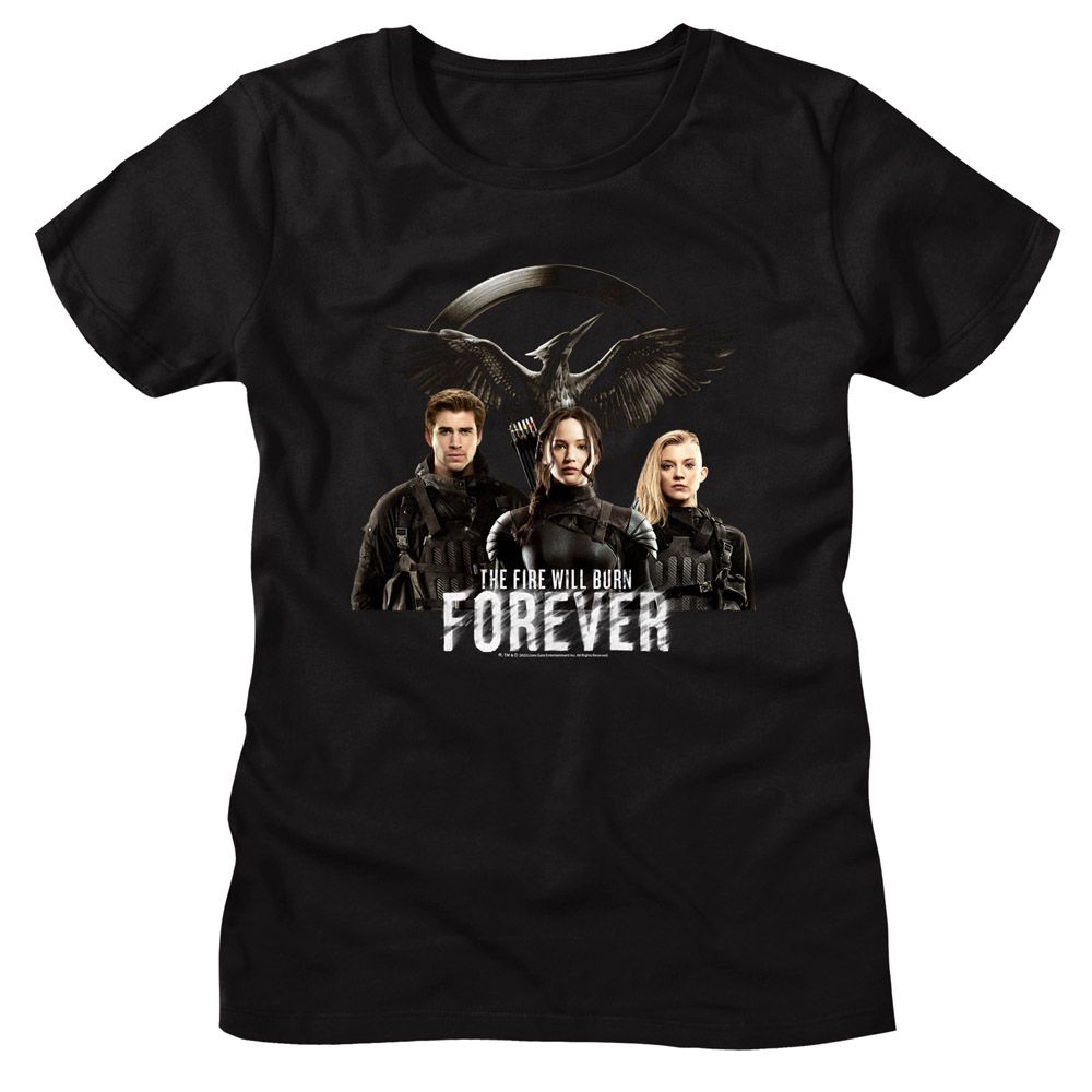 Women Exclusive HUNGER GAMES T-Shirt, Fire Will Burn Forever