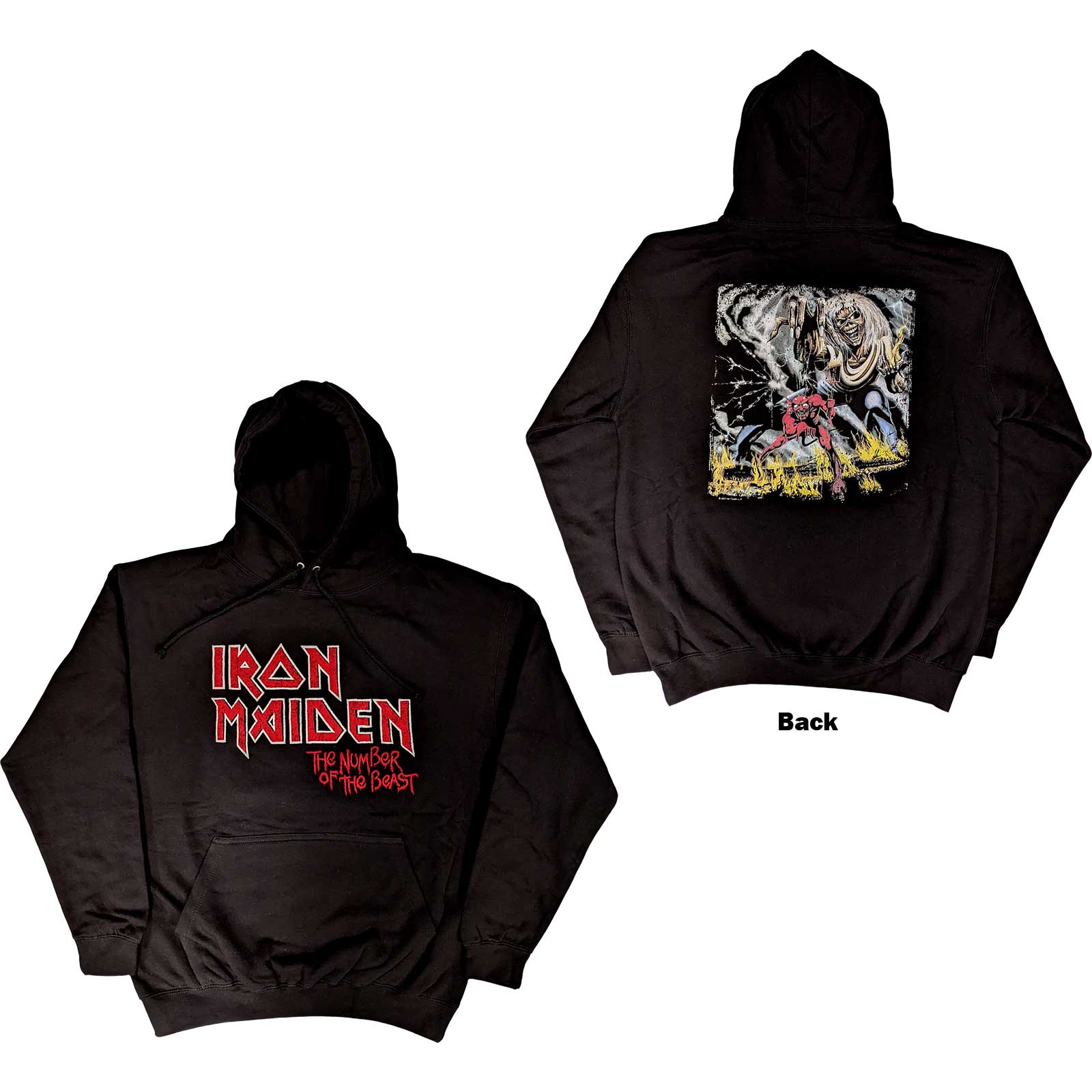 IRON MAIDEN Attractive Hoodie, Number Of The Beast Vintage Logo Faded Edge Album