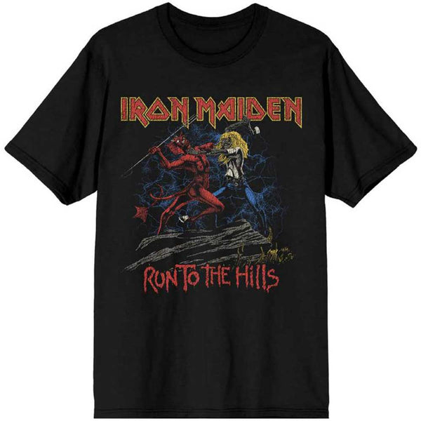 IRON MAIDEN Attractive T-Shirt, Number of the Beast Run to the Hills Distress