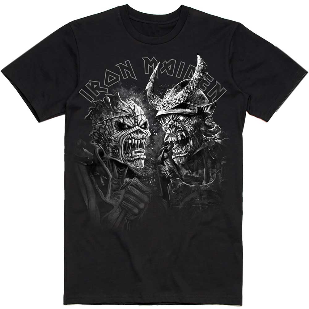 IRON MAIDEN Attractive T-Shirt, Senjutsu Large Grayscale Heads