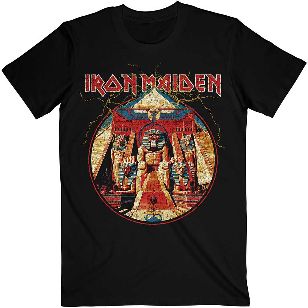 IRON MAIDEN Attractive T-Shirt, Powerslave Lightning Circle