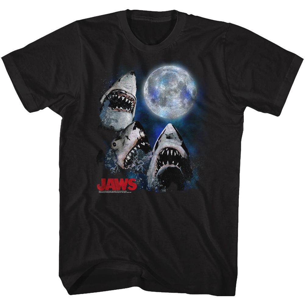 JAWS Eye-Catching T-Shirt, Three Shark Moon