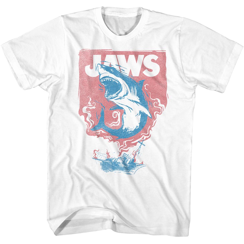 JAWS Shark &amp; Boat Fire T-Shirt